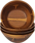 Set Of 4 Acacia Wooden Serving Bowls - 7 Inch For Salad, Soup & More. Fixed Price $51.42.