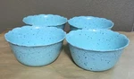 Set Of 4 Pioneer Woman Frontier Speckle Turquoise Stoneware Bowls Scalloped Snow. Fixed Price $27.99.
