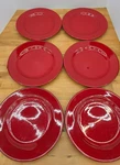 Waechtersbach Dinner Plates 11" Fun Factory Freestyle Red Cherry Germany Set 6. Fixed Price $64.99.
