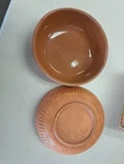 2 Lovely Terracotta Bowl Ribbed Design 6.5 Made U.s.a. B-6 Glazed Inside. Fixed Price $24.50.