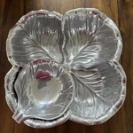 Wilton Co. Rwp Armetale Pewter Cabbage Leaf Chip & Dip Bowl, Snacks 2PC Set. Fixed Price $45.00.