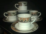 8 Piece Christopher Stuart Montezuma #Y2240 Stoneware Cup & Saucer Sets. Fixed Price $6.45.