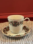 Amc "christmas Bounty" Footed Cup & Saucer Set Japan. Fixed Price $9.90.