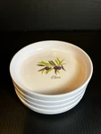 4 Oil Dipping Dish Lot Purple Olives Branch Set Xcell Plastic Bowl. Fixed Price $9.88.