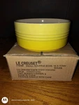 Creuset Large 1.00 Quart Soleil Yellow Souffle Dish. Fixed Price $75.00.