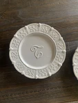Initial "t White Dessert Plates By Mud Pie, Set Of 2. Fixed Price $24.00.