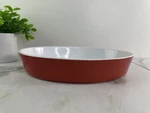 Ikea 189 44 Oval Deep Red & White Dinner Bowl 12.5 Baking Dish Serving Quality. Fixed Price $20.00.