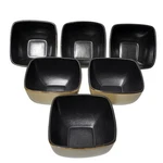 Home Trends Rave Taupe Square Stoneware Bowls Set Of 6 Black Interior Inch. Fixed Price $26.93.