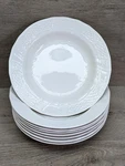Set Of 8 Mikasa Renaissance White Rimmed Soup Bowls D4900 1/4". Fixed Price $39.95.