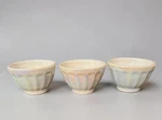 Anthropologie White Iridescent Set Of 3 Mini Footed Latte Ribbed Bowls Portugal. Fixed Price $35.00.