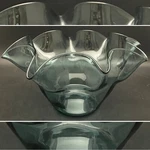 Blenko Glass 3716 Charcoal Ruffled Center/serving Bowl 1961-62 Made Usa 11"D. Fixed Price $56.00.