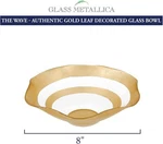 Badash - Hand Decorated Round Gold Leaf Wave Glass Bowl 8". Fixed Price $38.99.