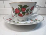 Teleflora Porcelain Strawberry Pattern Tea Cup & Saucer Set Floral Garden. Fixed Price $12.96.
