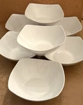 Gibson Home (7) White 6 1/4" Square Cereal Dessert - Set Of Bowls Zen. Fixed Price $30.00.