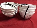 Set Of 8 Rae Dunn "dig In" Bowls, Melamine, New, White & Black. Fixed Price $54.99.