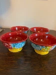Four Pioneer Woman Stoneware Yellow Blossom Jubilee 6" Footed Soup Cereal Bowl. Fixed Price $45.00.