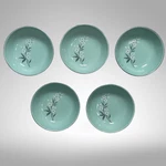 Ws George GEO54 Fruit / Dessert Bowls Set Of Aqua Floral Atomic 1950S Usa. Fixed Price $29.24.