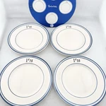 Vintage Sur Table French Bistro Appetizer Plates Set Antique Check Bill Style. Fixed Price $49.99.