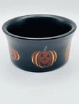 Homer Laughlin China Fiesta Trio Of Happy Pumpkins Black Ramekin Small Bowl. Fixed Price $28.99.