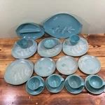 Vintage Mcm Russell Wright Melamine Dishes Lot Of 20 Turquoise Teal. Fixed Price $37.46.
