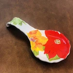Pioneer Woman Christmas Poinsettia Spoon Rest Stoneware # 112713.01 8.5" Long. Fixed Price $19.93.