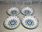 Anthropologie Porcelain Pasta Bowls Set Of 4 Blue Orange Medallion 8 Portugal. Fixed Price $54.99.
