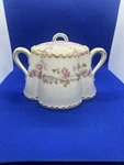 Antique Haviland Limoges Covered Sugar Bowl Schleiger 87C Blank 5 Pink Roses. Fixed Price $47.95.