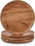 Acacia Wood Round Plates Set Of 4, Easy Cleaning & Lightweight For Dishes. Fixed Price $28.47.