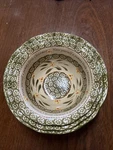 Temptations Temp-tations 3 Piece Scalloped Bowl Set Green Christmas Wording Rare. Fixed Price $30.00.
