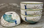Peacock Garden Soup, Cereal Bowls. 222 Fifth Set Of 4 Porcelain. 5.5 Inch. New.. Fixed Price $56.99.
