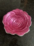 Julia Knight Rose Enameled Bowl 8 1/2" Raspberry Color Serving Dish Display. Fixed Price $32.50.