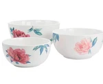 Martha Stewart 3 Piece Fine Ceramic Floral Bowl Set White/pink. Fixed Price $49.99.