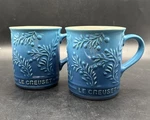 Creuset Olive Branch Collection Stoneware Embossed Mug Marseille Blue 2. Fixed Price $80.00.
