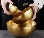 Luxury Gold Stainless Steel Serving Set Nesting Salad Fruit Mixing. Fixed Price $65.00.