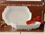 Oven To Table 2PC Porcelain Serving Set, Costco Brand, New Box. Fixed Price $65.00.
