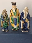 Vintage Chinese Mud Men Set Of 3 Sanxing Star Gods Fu Lu Shou Figurines 4-5. Fixed Price $85.00.