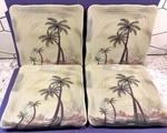 Tabletops Unlimited Bahamas Palm Trees Set Of Melamine 4 Square Plates, 8 1/2". Fixed Price $17.95.