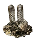 Arthur Court Crab Salt & Pepper Shakers Silver Tone W/spiral Glass Bnib!!. Fixed Price $35.00.