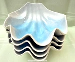 Vintage Mcm Blue Ombre Shell Bowls Set Of 4 - Retro Coastal Melamine Scallop Dis. Fixed Price $35.95.