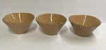Set Of 3 Citrus Grove Conical Freeform Light Peachy Tan Brown Stoneware Bowls. Fixed Price $28.00.