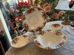 Royal Albert Old Country Roses 8" Rimmed Soup Cereal Bowl 2 5 1/4" Fruit. Fixed Price $49.95.