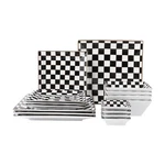 Porlien Checker Porcelain Square Dinnerware Set For 4, Dishes With .... Fixed Price $86.61.