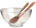 Nambe Moderne Salad Bowl With Wooden Servers New In The Box. Fixed Price $159.99.