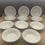 11 Vtg Vina Fera Durasafe Dinnerware Bowls Blue Ring 3 Cereal 8 Fruit Textured. Fixed Price $25.00.
