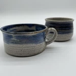 Vintage Studio Pottery Mug And Bowl Blue Grey Glaze Artist Signed Pasha. Fixed Price $26.99.