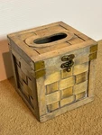 Rustic Trunk Wooden Tissue Box Crate Cover Square Facial Holder Hinged Lidded. Fixed Price $15.29.
