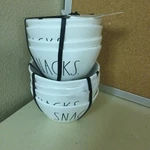 Set Of 8 Rae Dunn "snacks" Bowls, Melamine, New, White & Black. Fixed Price $54.99.