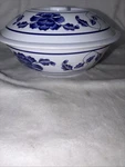 Thunder Group Tar Hong 8010 Melamine Serving Bowl Lid Blue White Floral Euc. Fixed Price $24.99.