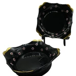 Vintage Imperial Black Glass Maytime Handpainted Square Bowls Set Of 2- See Pics. Fixed Price $19.80.
