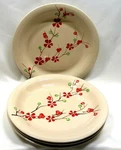 PIER1 Imports PER180 Dinner Plates X4 Red Flower Branch Berries Cream Background. Fixed Price $51.96.